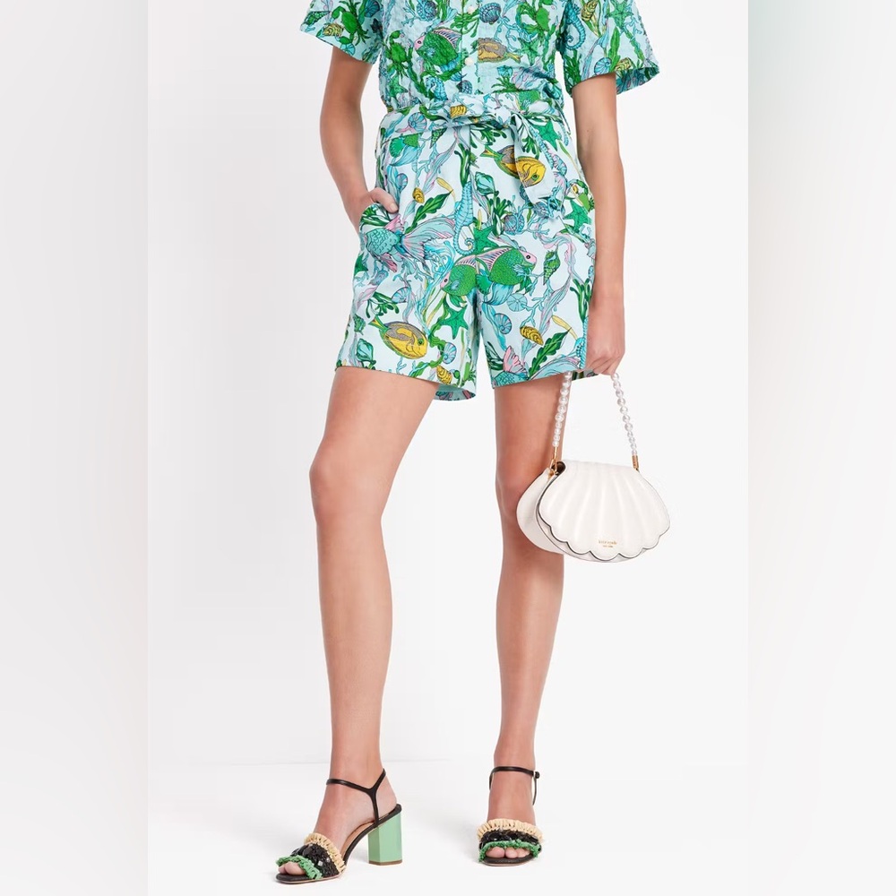 Kate Spade Under The Sea Tie-Waist Shorts